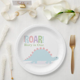 Assiettes En Carton Pastel Baby Dinosaures Roar fête d'anniversaire