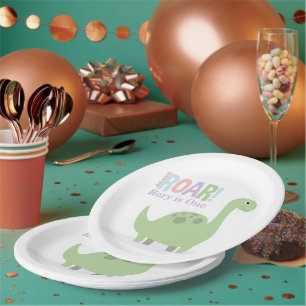 Assiettes En Carton Pastel Baby Dinosaures Roar fête d'anniversaire