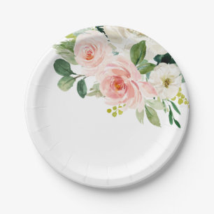 Assiettes En Carton Pastel Blush Joli Mariage floral rose