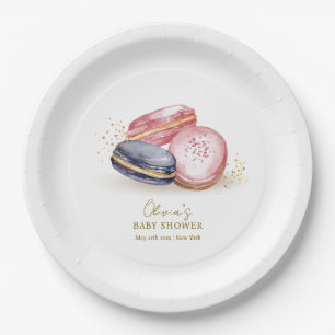Assiettes En Carton Pastel Bonjour Bébé Baby shower Français Macarons
