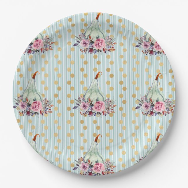 Assiettes En Carton pastel citrouille élégant automne floral automne t (Devant)