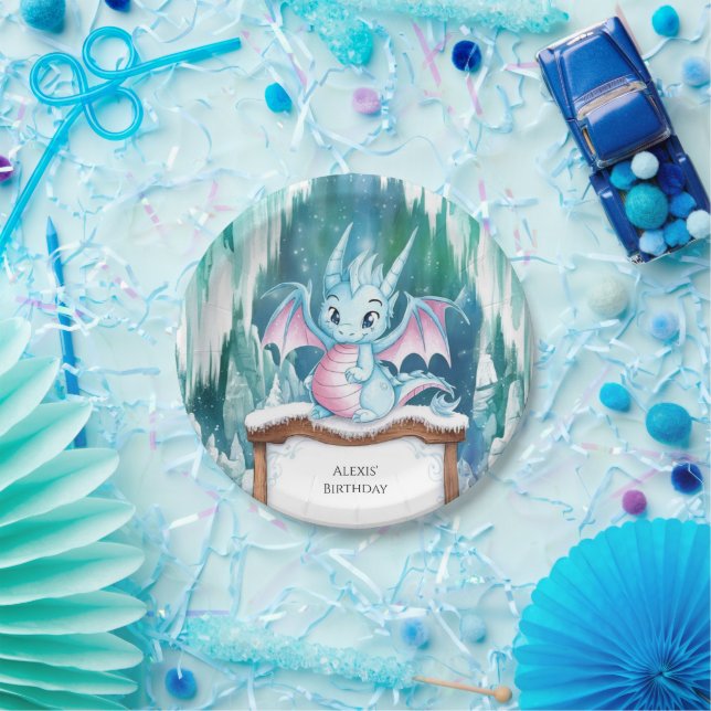 Assiettes En Carton Pastel Enchanted Dragon Anniversaire (Fête)