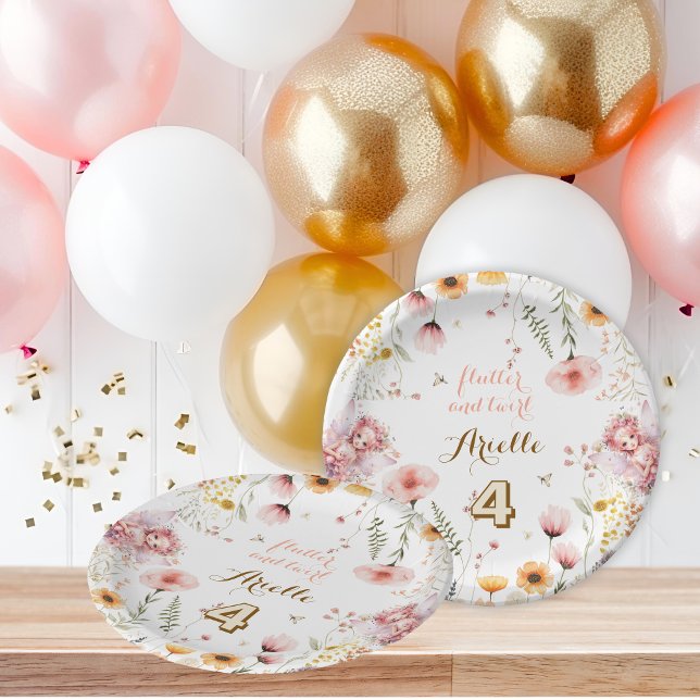 Assiettes En Carton Pastel Fairy jardin fleuri thé fête anniversaire (Créateur téléchargé)