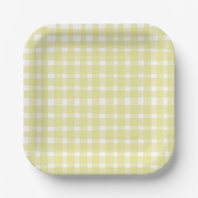 Assiettes En Carton Pastel Jaune Imparfait Plaques En vichy Papier (Recto)