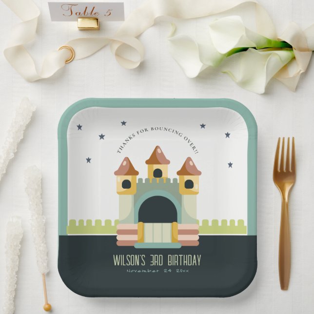 Assiettes En Carton Pastel Jumping Castle Jump & Play Anniversaire de  (Mariage)