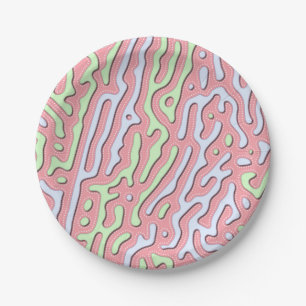 Assiettes En Carton Pastel Kawaii Design Abstrait coloré