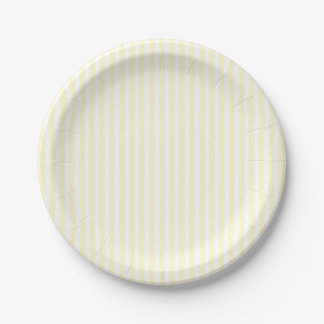 Assiettes En Carton Pastel Lemon Yellow Stripes blanches Pale Yellow