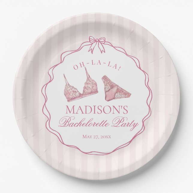 Assiettes En Carton Pastel Pink Lingerie Shower Bachelorette Bridal (Devant)
