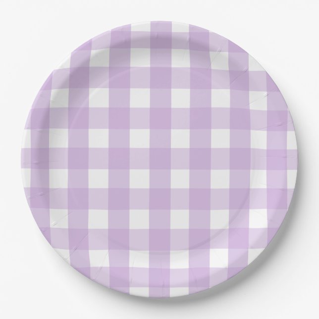 Assiettes En Carton Pastel Purple En vichy Motif (Devant)