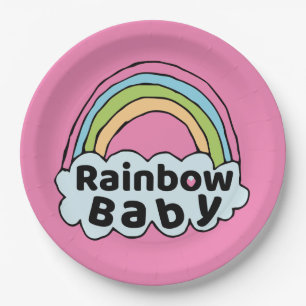 Assiettes En Carton Pastel Rainbow Baby Birth Blessing Birth Miracle