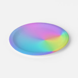 Assiettes En Carton Pastel Rainbow Colonnes Abstrait Blur Gradient Omb