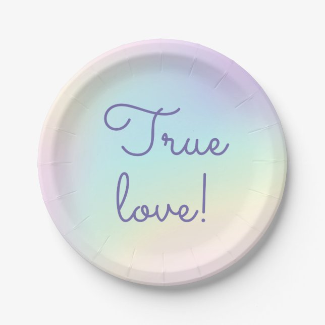 Assiettes En Carton Pastel Rainbow Prismatic Lesbian Mariage (Devant)