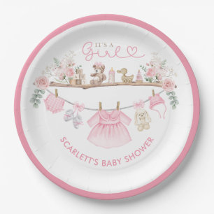 Assiettes En Carton Pastel Rose Floral Baby Girl Vêtements Boho Nurser