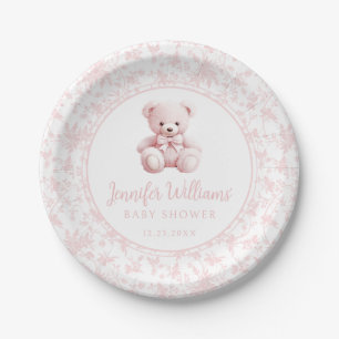 Assiettes En Carton Pastel rose mignon ours en peluche bébé douche fil