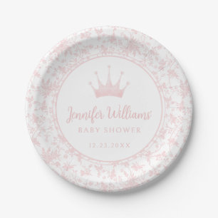 Assiettes En Carton Pastel rose petite princesse couronne bébé douche