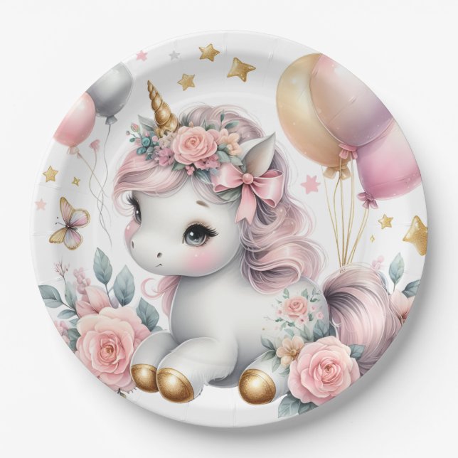 Assiettes En Carton Pastel Unicorn (Devant)