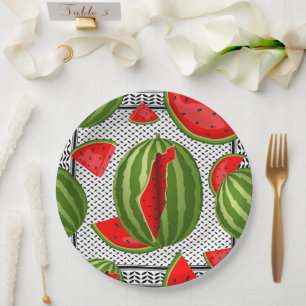 Assiettes En Carton Pastèque Palestine - Slice
