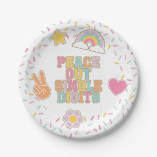 Assiettes En Carton Patch Preppy Peace Out Chiffres simples 10e annive