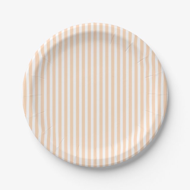 Assiettes En Carton Pâte pâle peau d'angelskin Coral & Blancs (Devant)