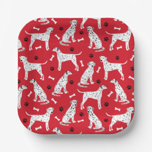 Assiettes En Carton Pâtes et os dalmatiens