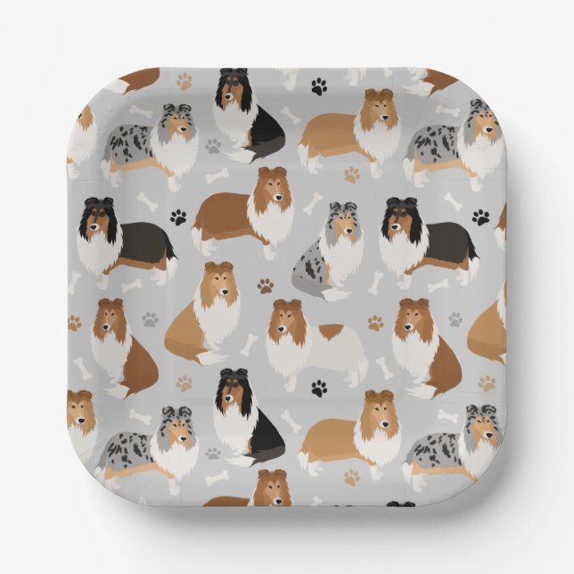 Assiettes En Carton Pâtes et os de collie rugueux (Recto)