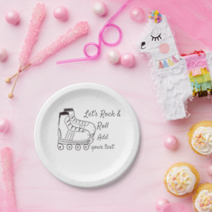 Assiettes En Carton patinage à rouleaux ajouter du texte laisser roule