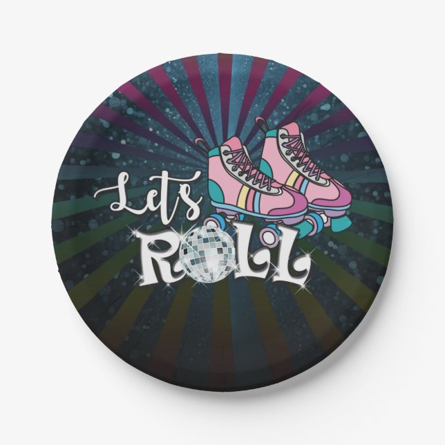 Assiettes En Carton Patinage à rouleaux Plaque de fête d'anniversaire (Devant)
