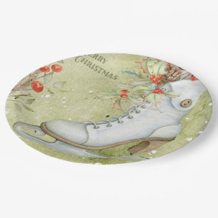 Assiettes En Carton Patinage sur glace de Noël
