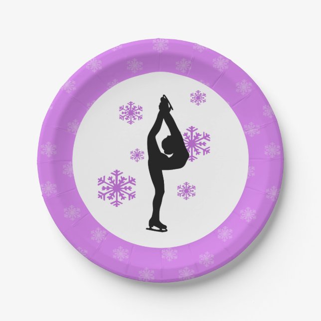 Assiettes En Carton Patinage sur glace sur neige violette (Devant)