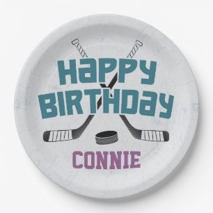 Assiettes En Carton Patinoire de hockey sur glace Patinage violet Joye