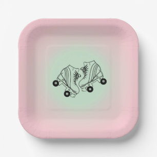 Assiettes En Carton Patins à rouleaux Pink Ombre