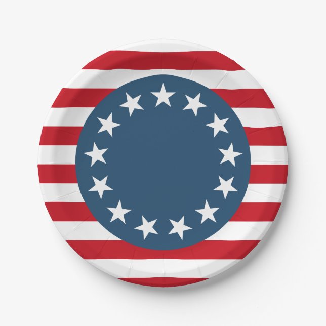 Assiettes En Carton Patriotique Colonial Américain USA (Devant)