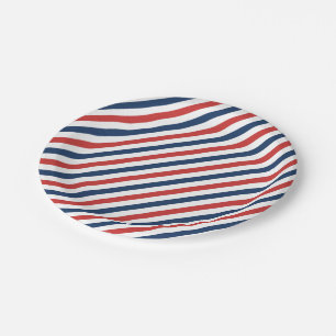 Assiettes En Carton Patriotique Rouge Blanc et Bleu
