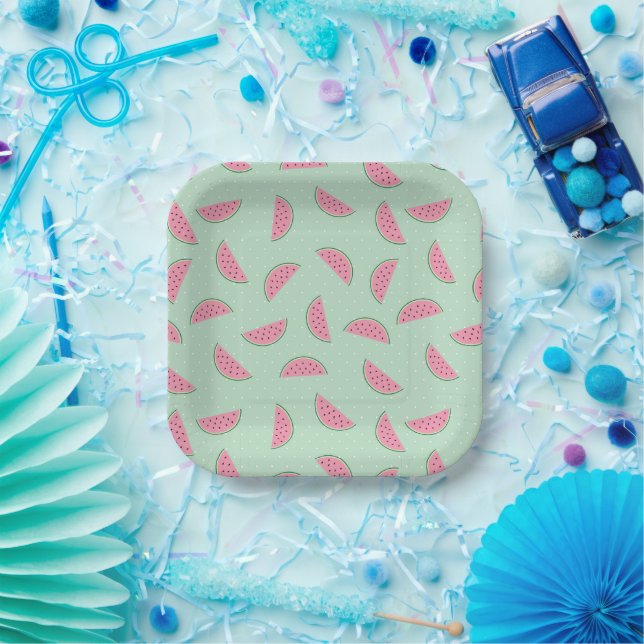 Assiettes En Carton Patteries Tropical Fruit Paint Splatter (Fête)