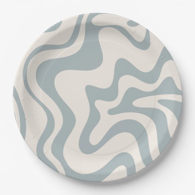 Assiettes En Carton Pattern Blue-Grey and Cream (Devant)