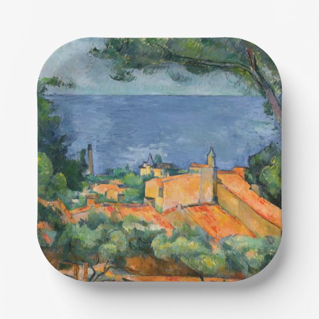 Assiettes En Carton Paul Cezanne - Estaque aux toits rouges (Recto)