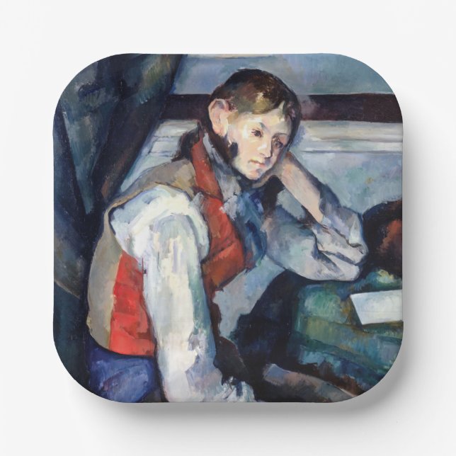 Assiettes En Carton Paul Cezanne - Garçon dans la veste rouge (Recto)