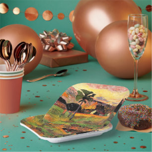 Assiettes En Carton Paul Gauguin, célèbre peinture, Viens ici,