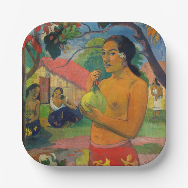 Assiettes En Carton Paul Gauguin - Une femme tenant un fruit (Recto)