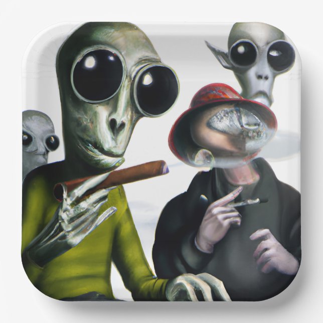 Assiettes En Carton Pause fumée Alien (Recto)