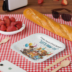 Assiettes En Carton Paw-ty !" Enfants Anniversaire Animaux amis