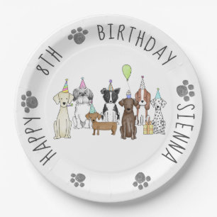 Assiettes En Carton Pawty, l'anniversaire du chien coquelicot