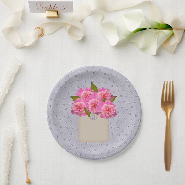 Assiettes En Carton Pays Bac De Peonies Plaque (Mariage)