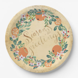 Assiettes En Carton Pays Wreath traditionnel Vintage Floral Élégant