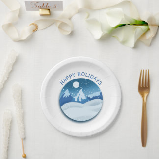 Assiettes En Carton Paysage givré paisible personnalisé
