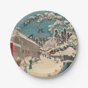 Assiettes En Carton Paysage hivernal d'Hiroshige japon ukiyo-e antique