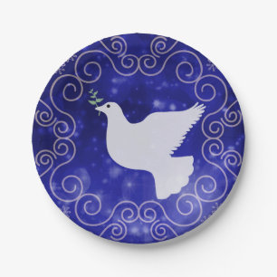 Assiettes En Carton Peace Dove with Olive Leaf Christmas