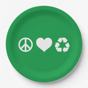 Assiettes En Carton Peace Love Recycle