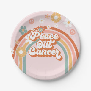Assiettes En Carton Peace Out Cancer Hippie arc-en-ciel