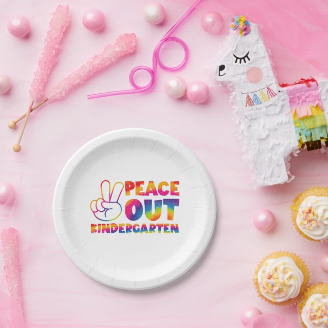 Assiettes En Carton Peace Out Kindergarten Tie Dye Dernier Jour De L'É (Fête)